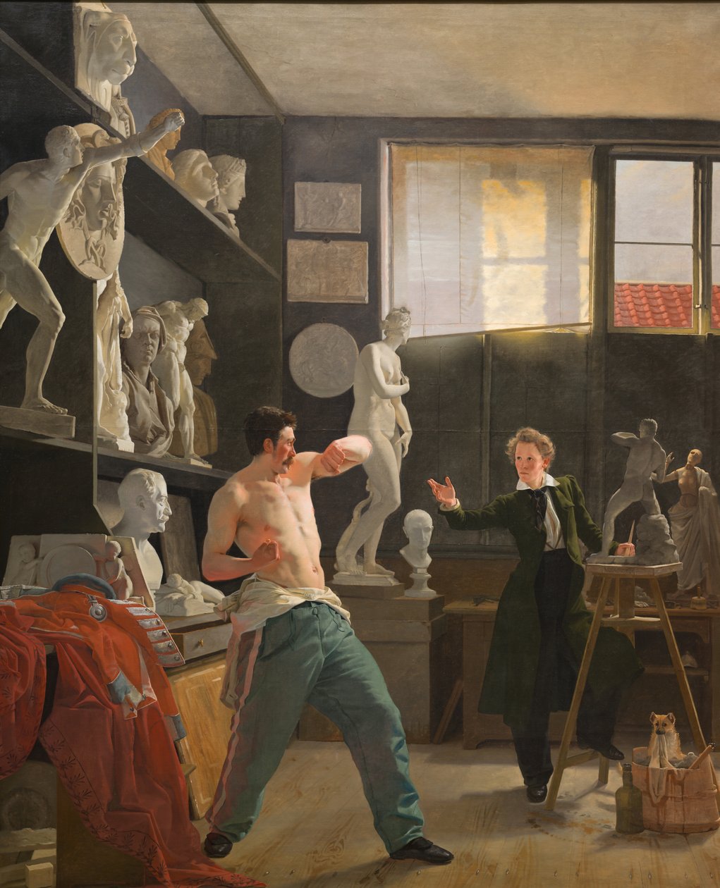 En skulptör (Christen Christensen) i sin ateljé arbetar efter modell av livet av Wilhelm Ferdinand Bendz