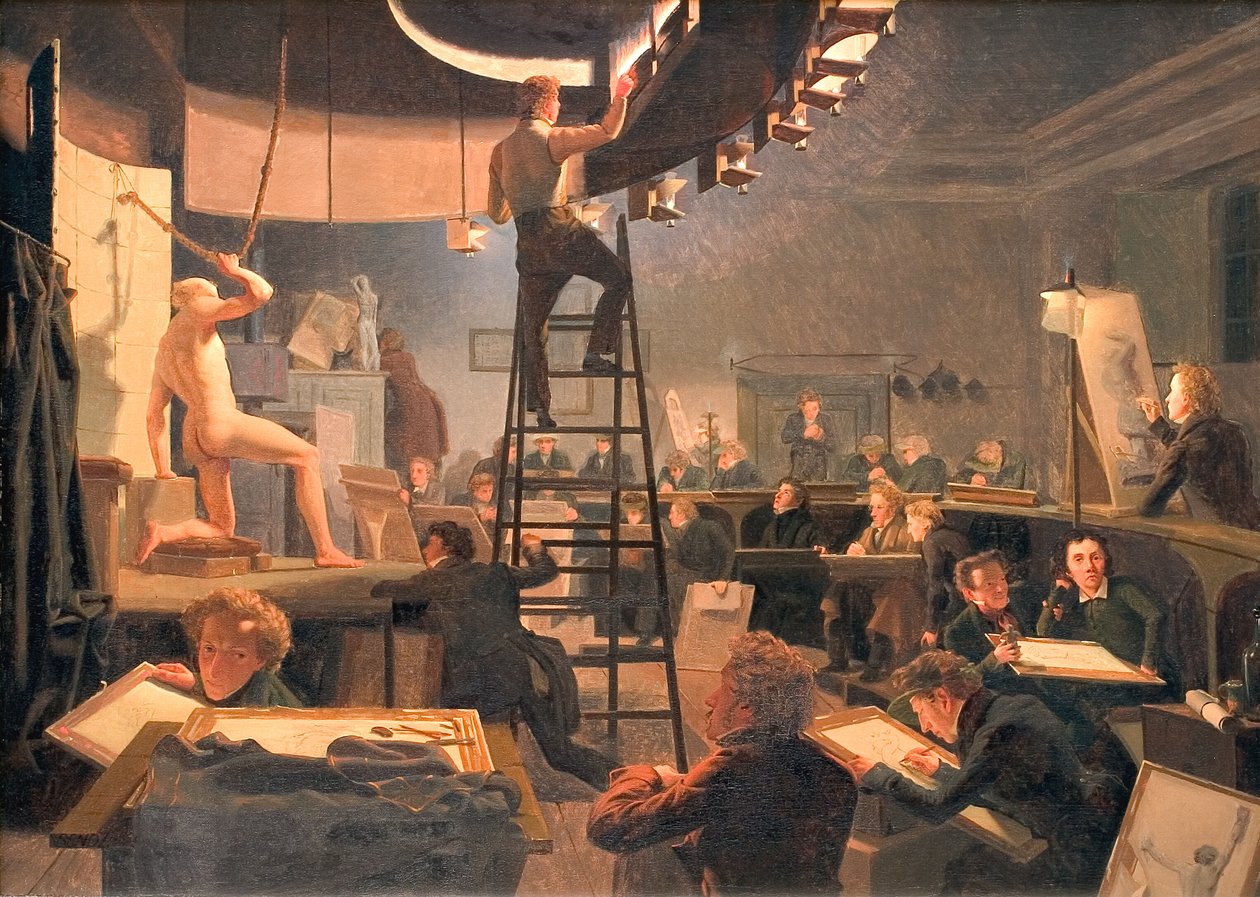 The Life Class på Kungliga Akademien för de fria konsterna av Wilhelm Ferdinand Bendz