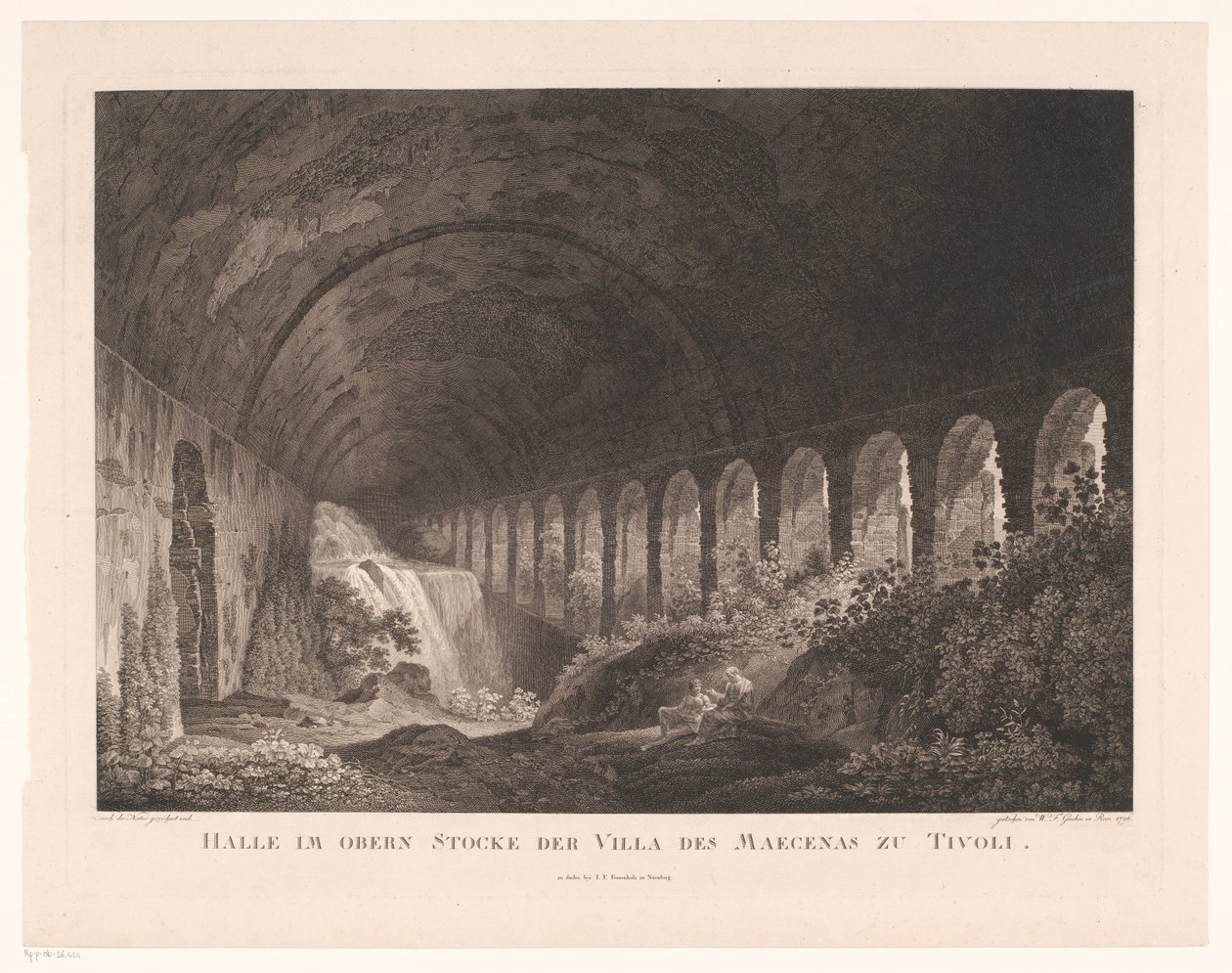 Inte i Villa Maecenas stall i Tivoli Hall på övervåningen i villan Maecenas i Tivoli (titel på objekt) av Wilhelm Friedrich Gmelin