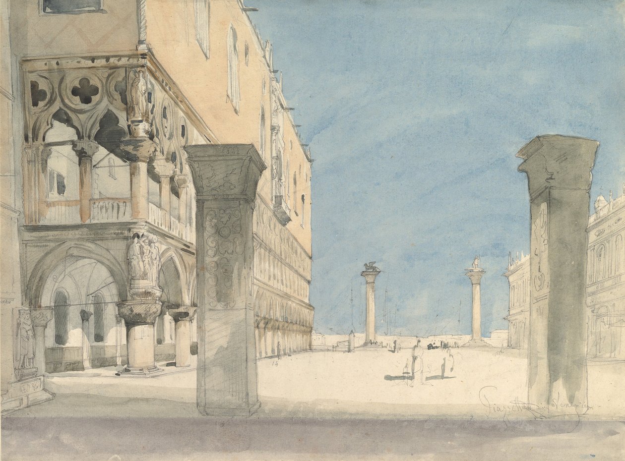 Utsikt över Piazzetta di San Marco i Venedig, 1800-talet. av Wilhelm Gail