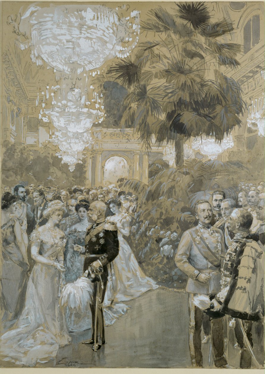 Hovbal i Hofburg i Wien, stadspalatset för kejsarna av Österrike-Ungern ... av Wilhelm Gause