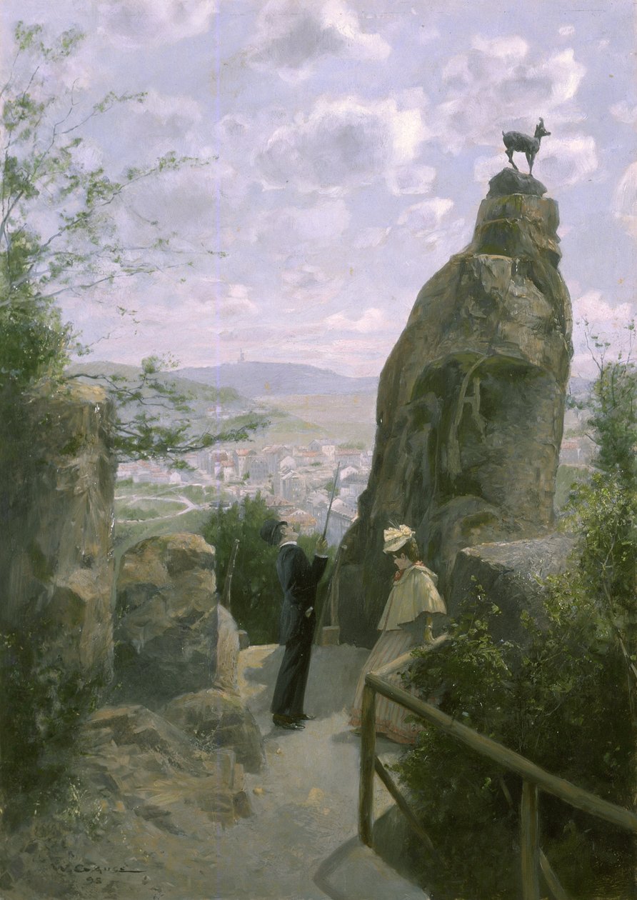 Gemse am Hirschensprung (Gemsken på hjortsprång) av Wilhelm Gause