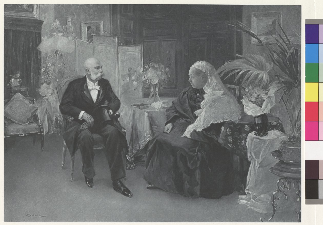 Drottning Victoria och kejsar Franz Joseph på Hotel du Cimiez i Nice av Wilhelm Gause