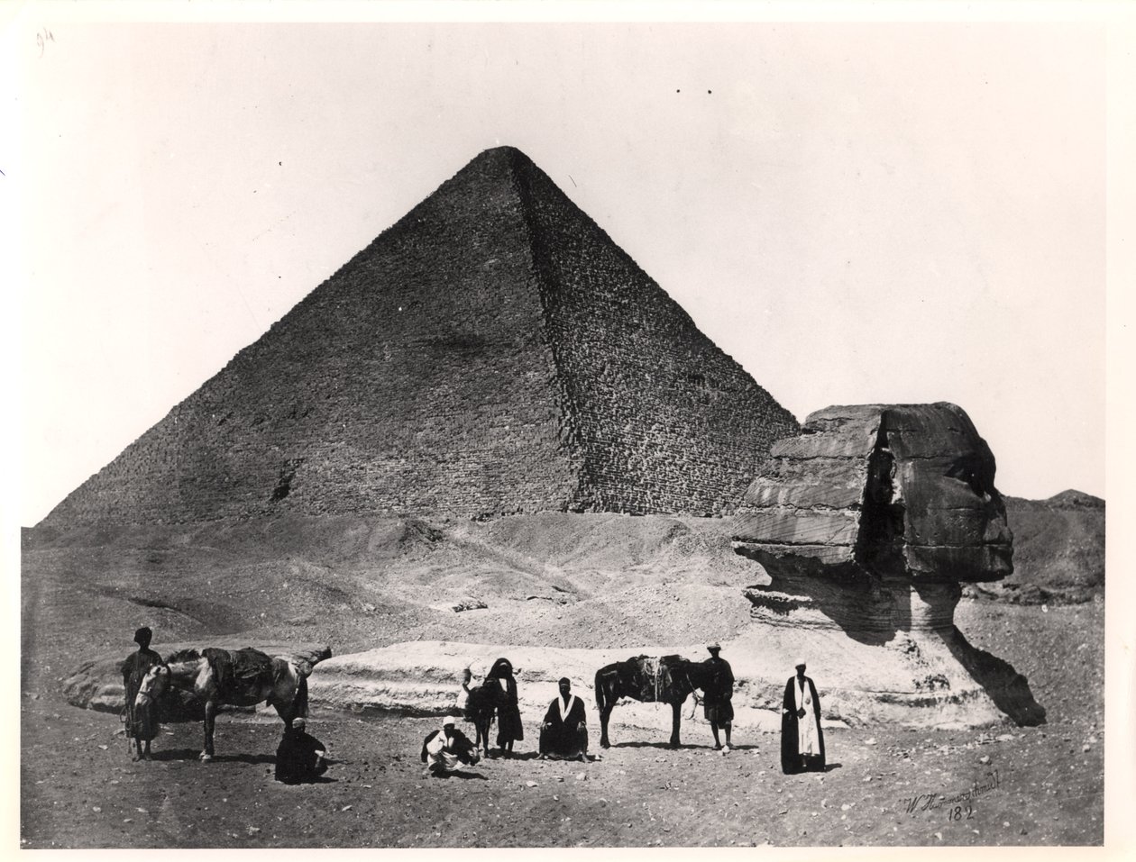 Sfinxen och den stora pyramiden i Khufu i Giza, c.1860 av Wilhelm Hammerschmidt