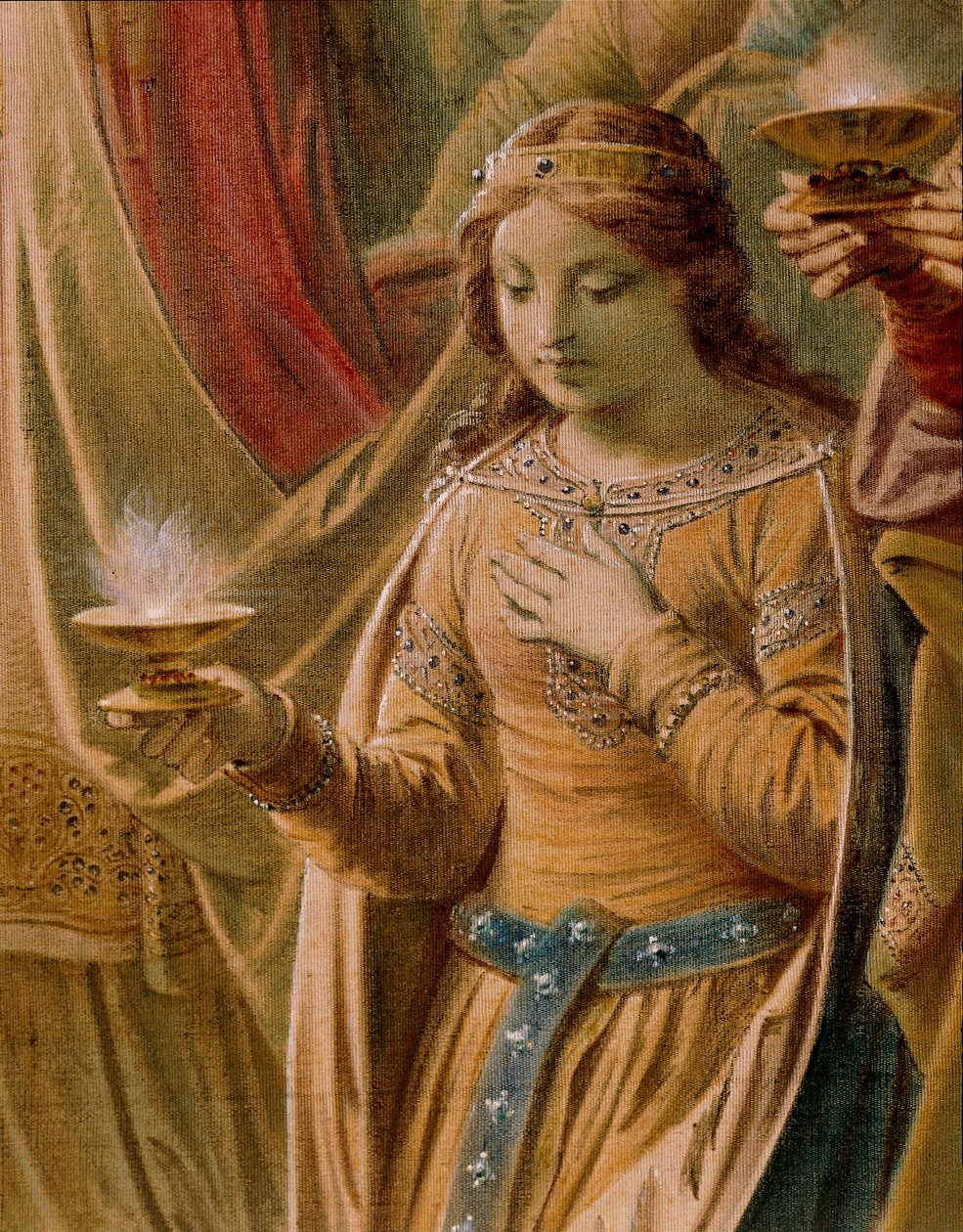 The Miracle of the Grail, från Lohengrin Saga, Salon (olja på duk) (detalj av 419256) av Wilhelm Hauschild
