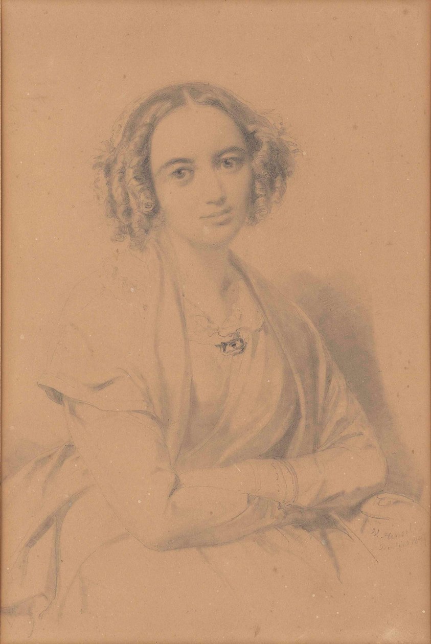 Porträtt av kompositören Fanny Hensel född Mendelssohn 1805-1847, 1847. av Wilhelm Hensel