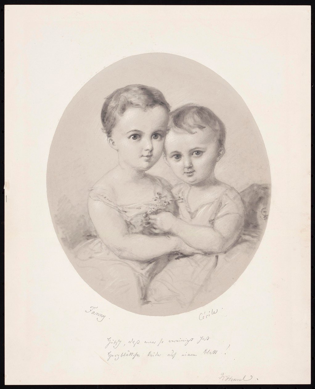 Barnbarnen Fanny och Cécile Hensel, ca 1860. av Wilhelm Hensel