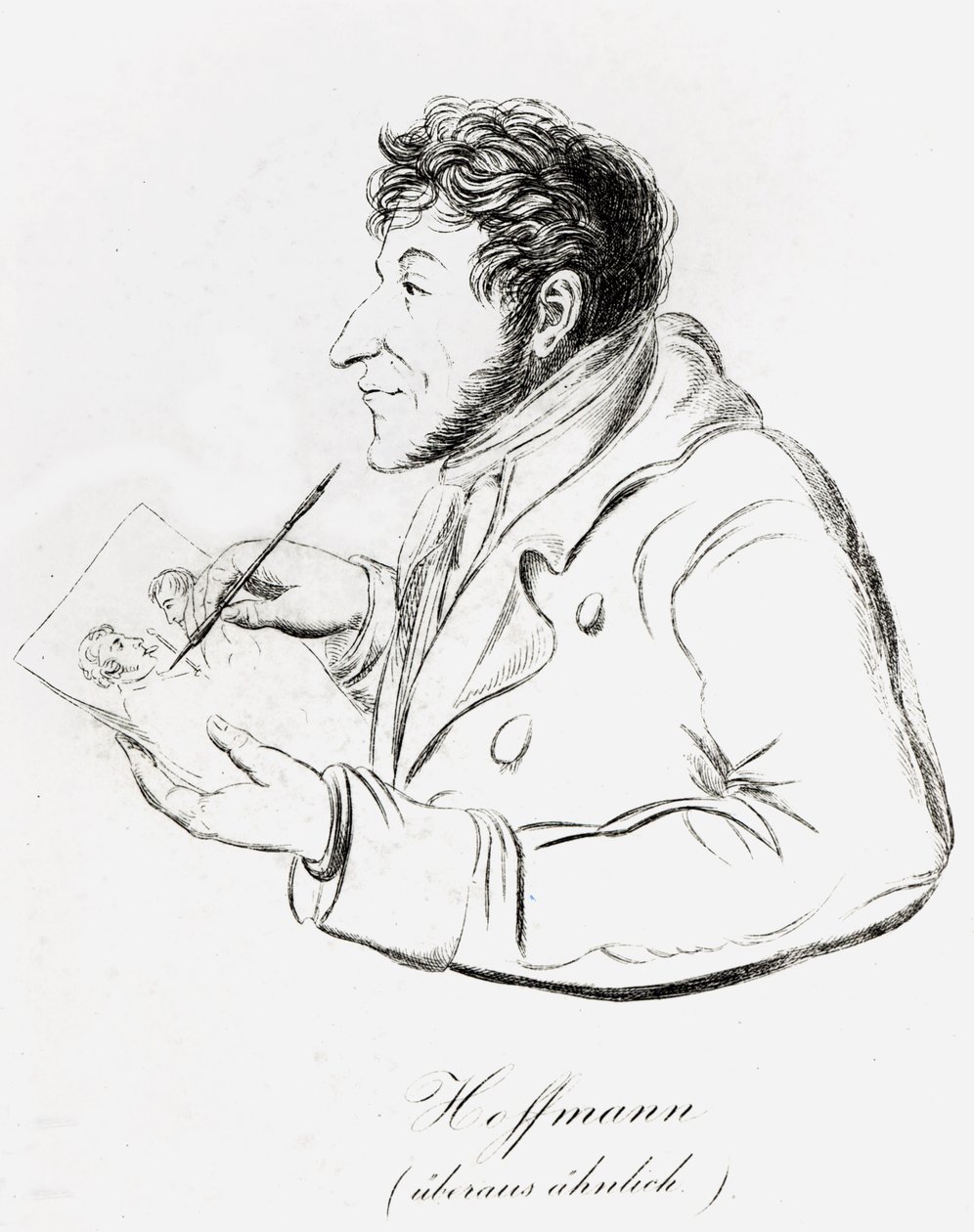 Självporträtt av Hoffmann som visar sig själv som gör ett självporträtt (bw-foto) av Wilhelm Hoffmann
