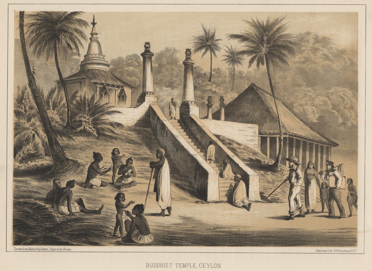 Buddhisttemplet, Ceylon, 1855 av Wilhelm Joseph Heine