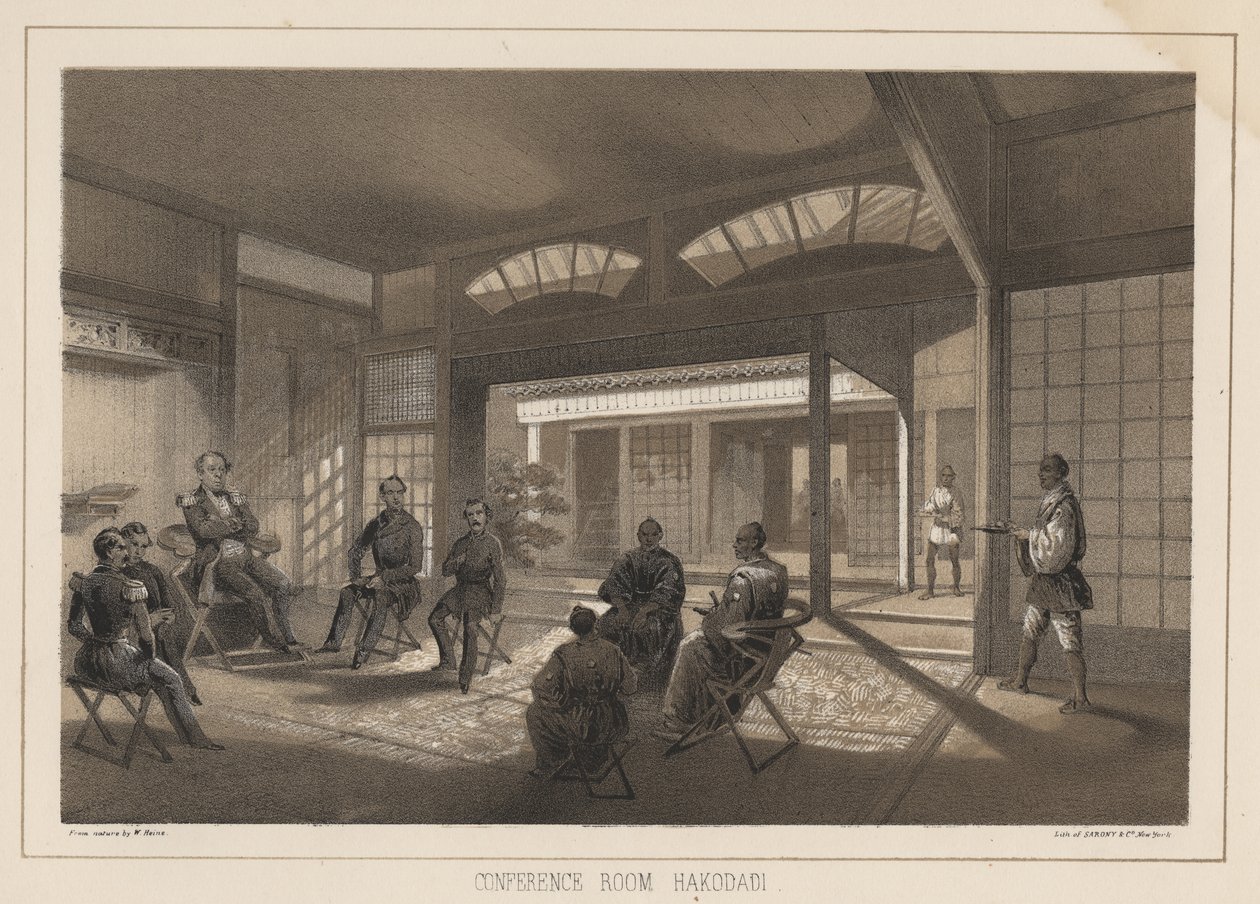 Konferensrum, Hakodadi, 1855 av Wilhelm Joseph Heine