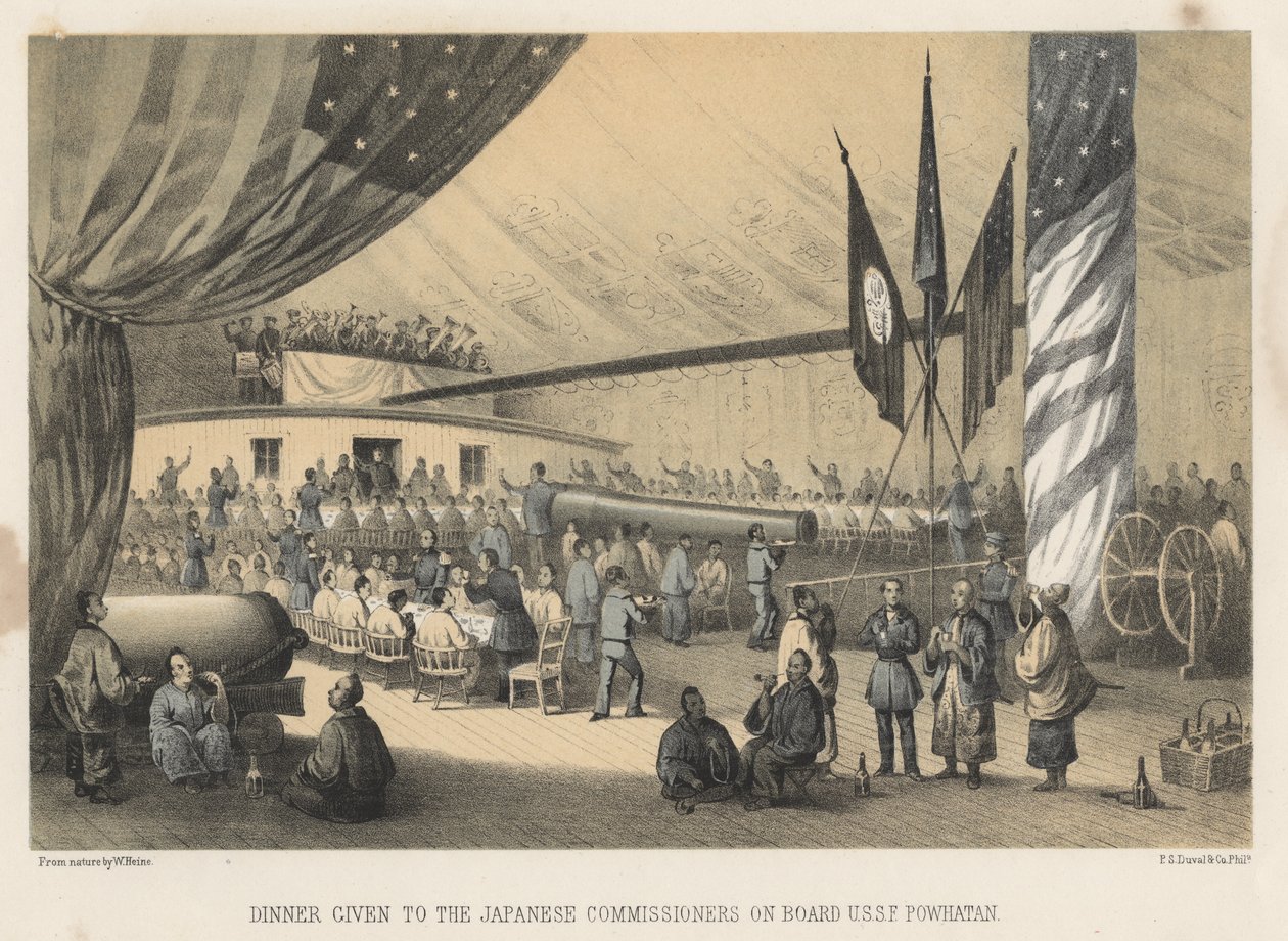 Middag för de japanska kommissionärerna ombord på U.S.S.F. Powhatan, 1855 av Wilhelm Joseph Heine