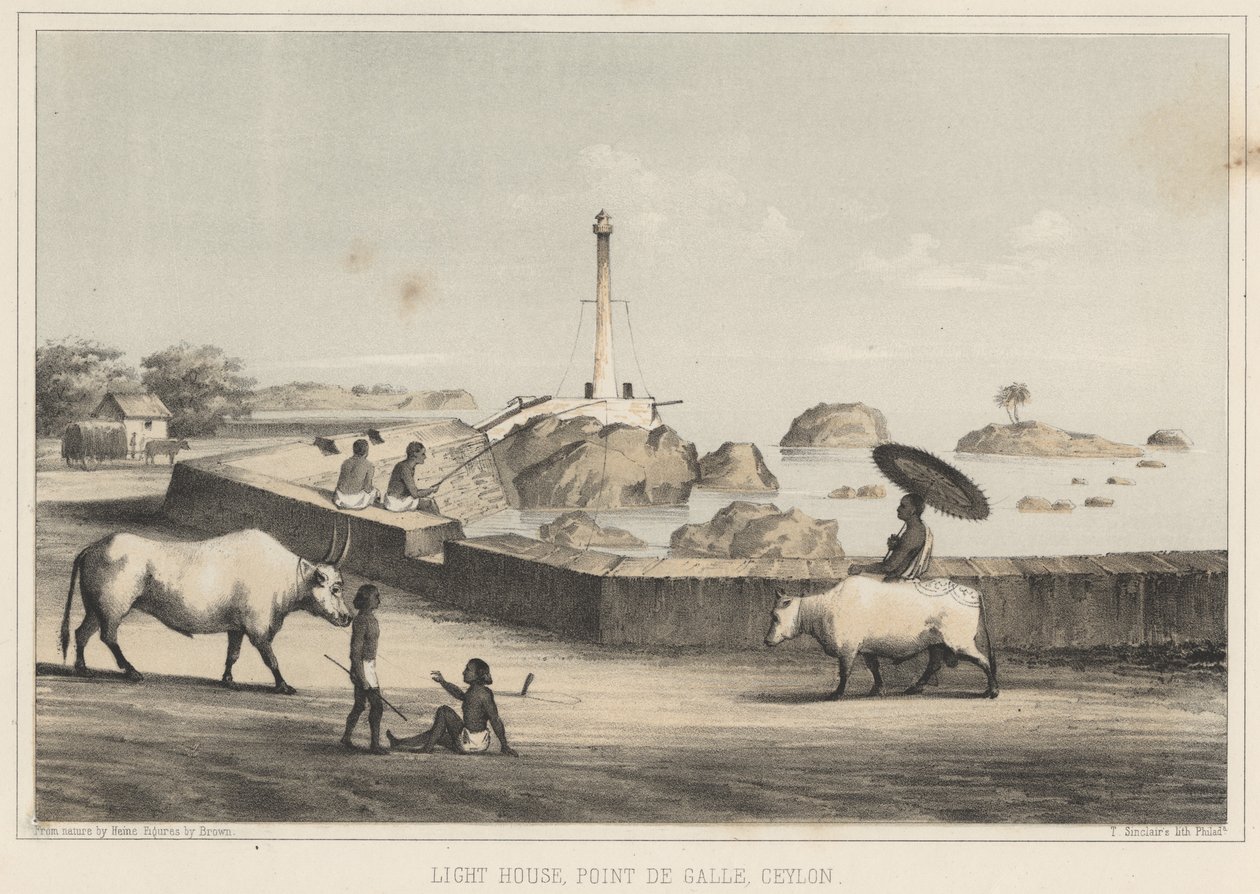 Fyren, Point de Galle, Ceylon, 1855 av Wilhelm Joseph Heine