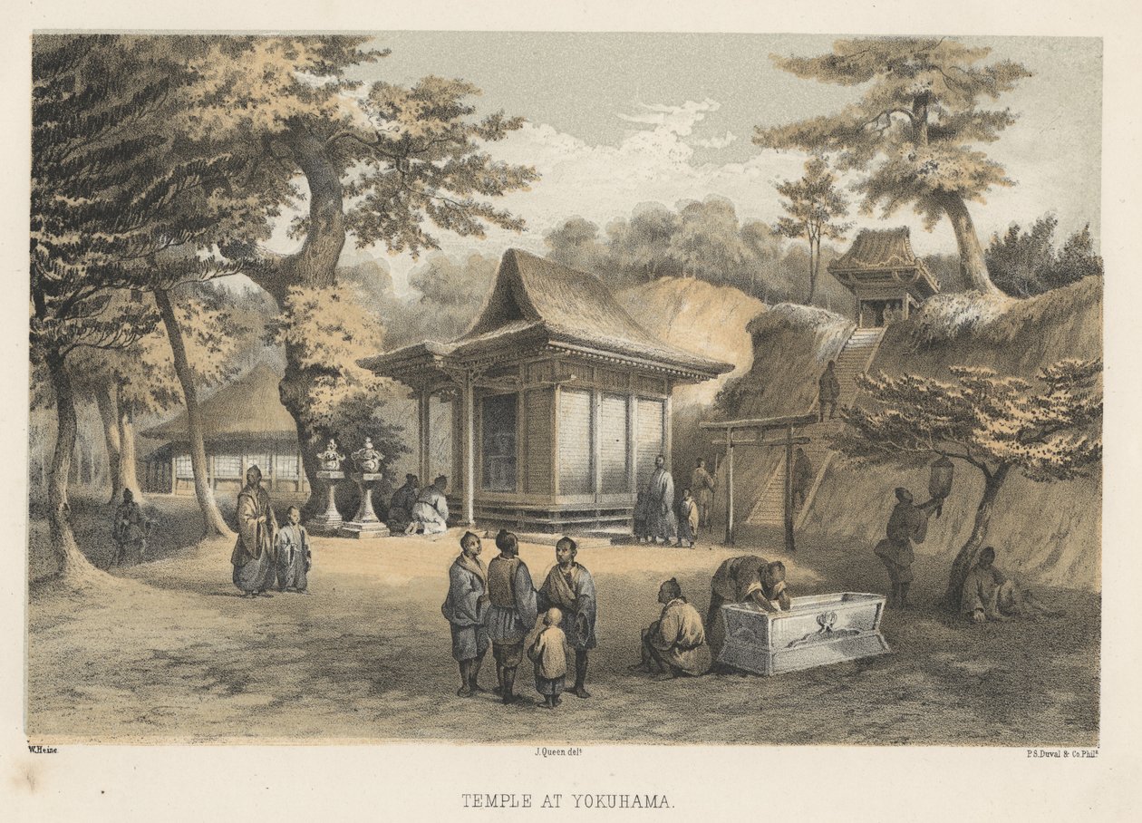 Templet i Yokuhama, 1855 av Wilhelm Joseph Heine