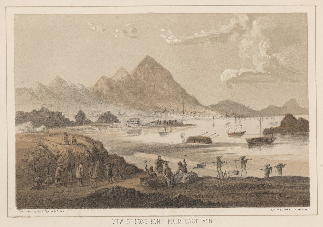 Utsikt över Hongkong från East Point, 1855 av Wilhelm Joseph Heine