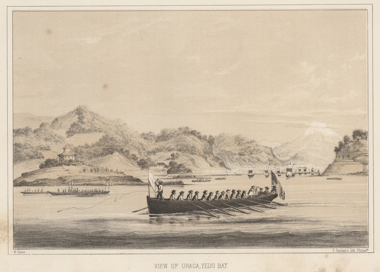 Utsikt över Uraga, Yedo Bay, 1855 av Wilhelm Joseph Heine