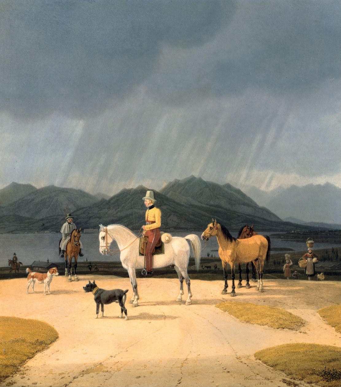 Ryttare vid Tegernsee, 1832 av Wilhelm Kobell Ritter von