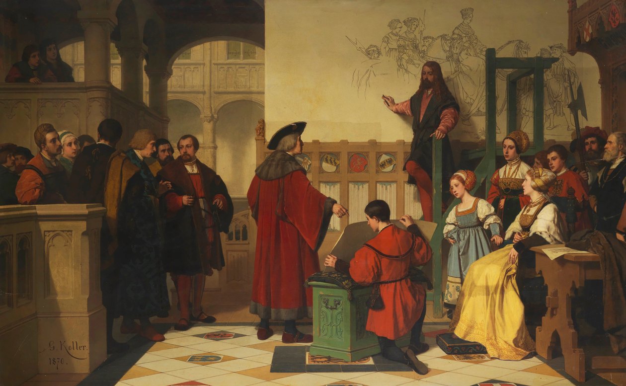 Albrecht Dürer besöktes av kejsar Maximilian, 1870. av Wilhelm Koller