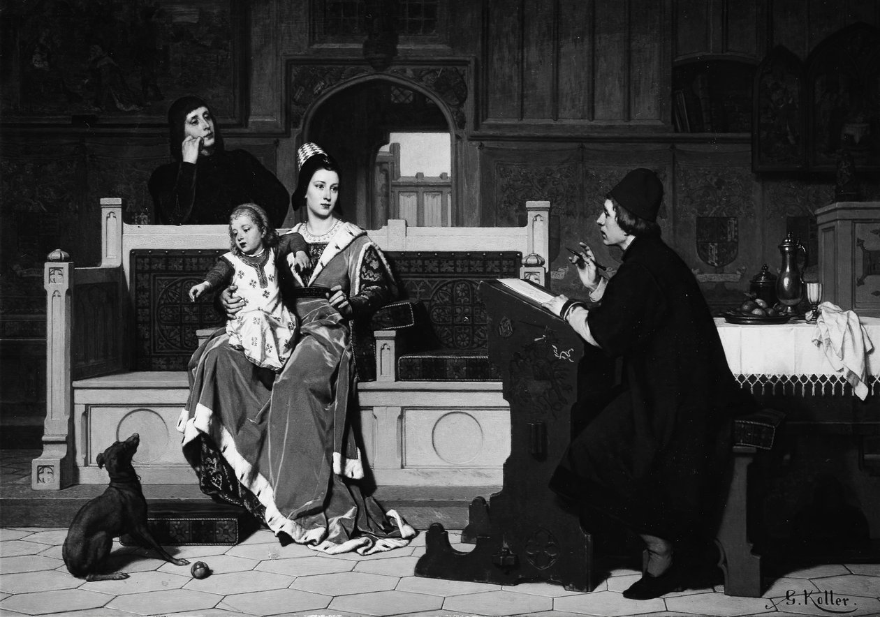 Hugo van der Goes målar porträttet av Maria av Bourgogne. av Wilhelm Koller