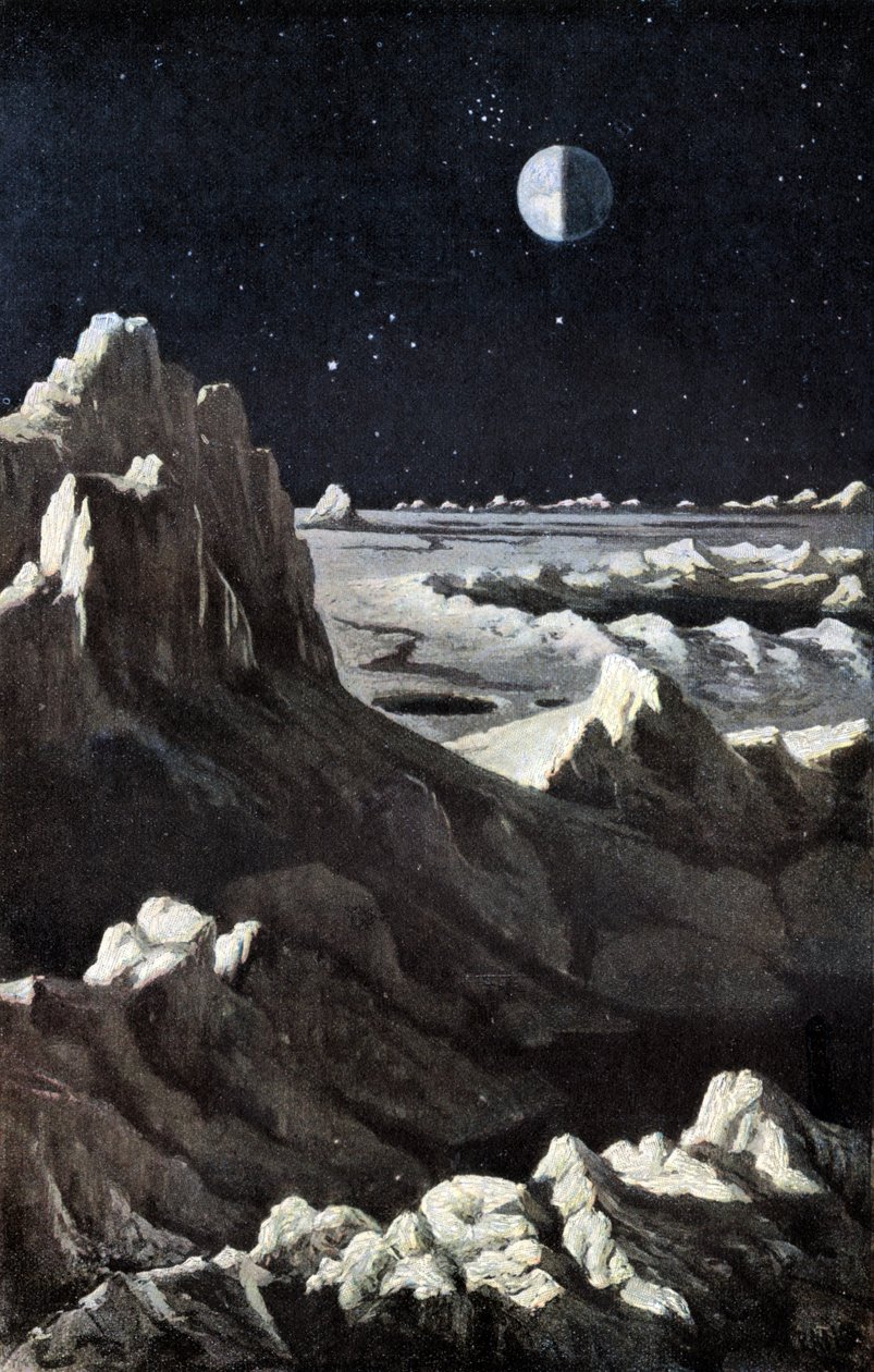 Månlandskap, ca 1880 (gravyr) av Wilhelm Kranz