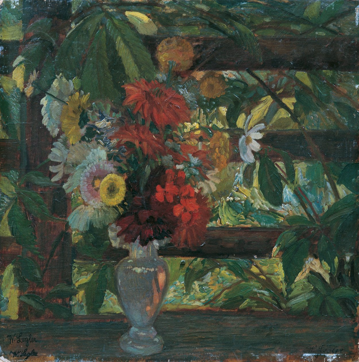 berså med blommor av Wilhelm Legler