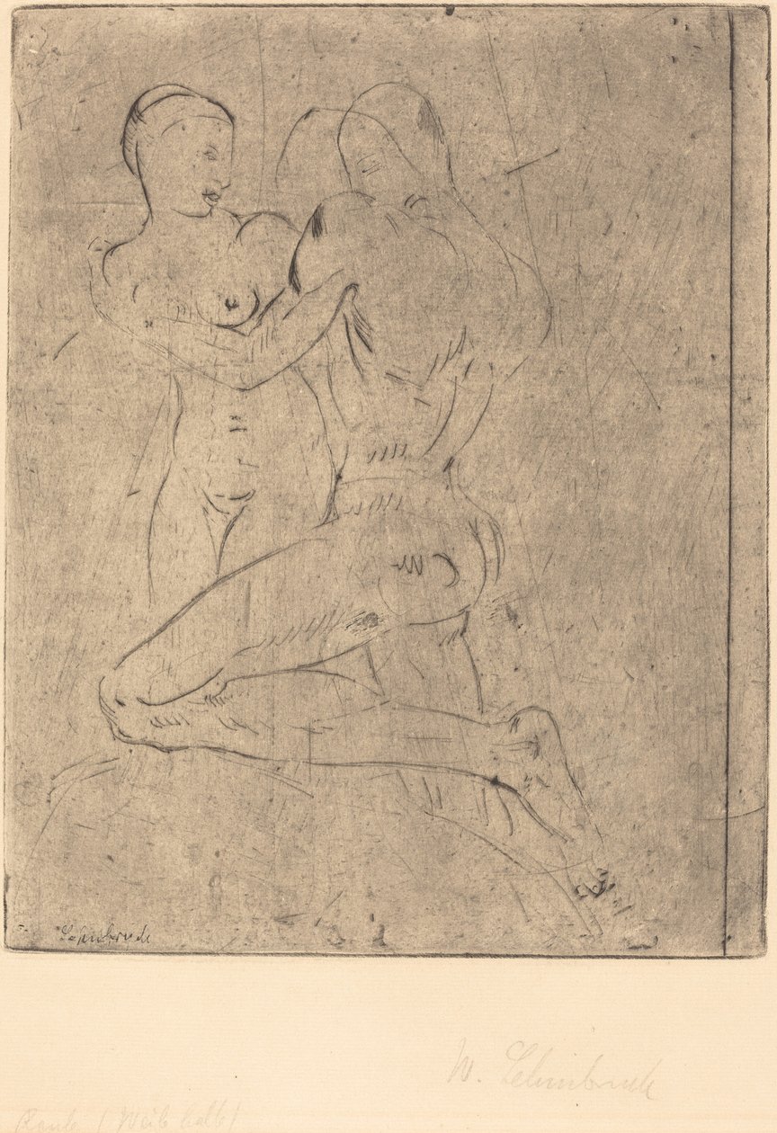 Våldtäkt II (rån II, kvinna hälften) av Wilhelm Lehmbruck