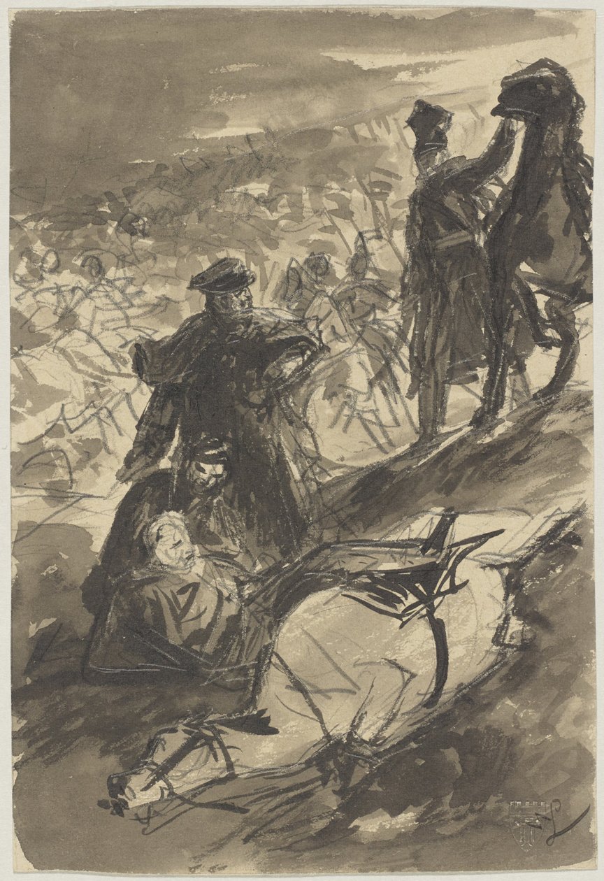 Bluchers fall i slaget vid Ligny av Wilhelm Lindenschmit der Jüngere