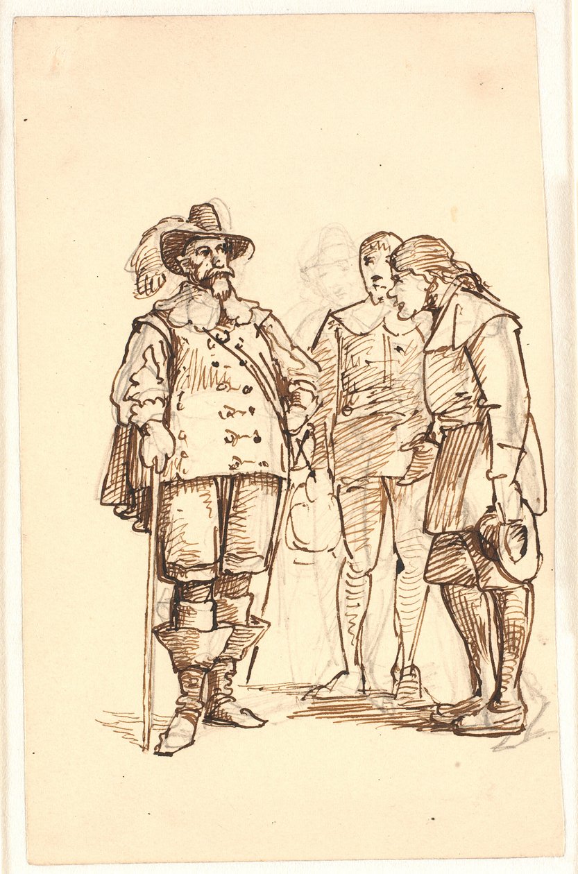 Adelsman från Chr. 4.s tid att prata med två män av Wilhelm Marstrand