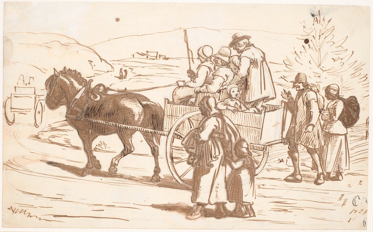 Bönder från Orsa socken kör till Kirke, Dalarne av Wilhelm Marstrand