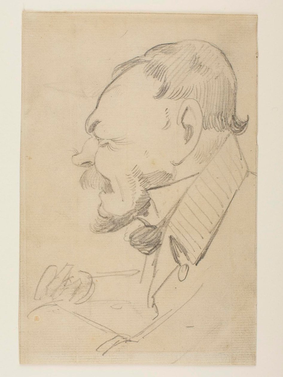 Karikatyr av Gottlieb Bindesbøll av Wilhelm Marstrand