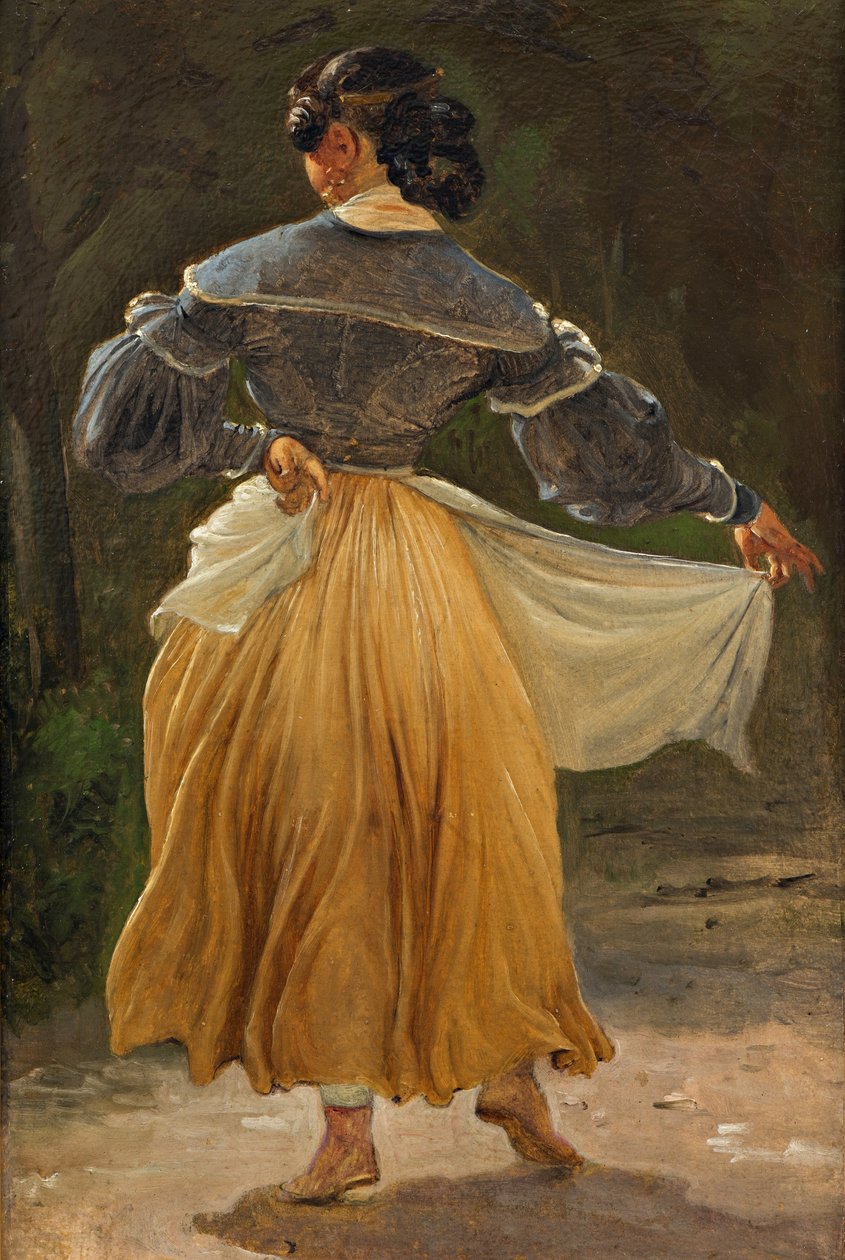 Dansande romersk kvinna, före 1838 (olja på kort) av Wilhelm Marstrand