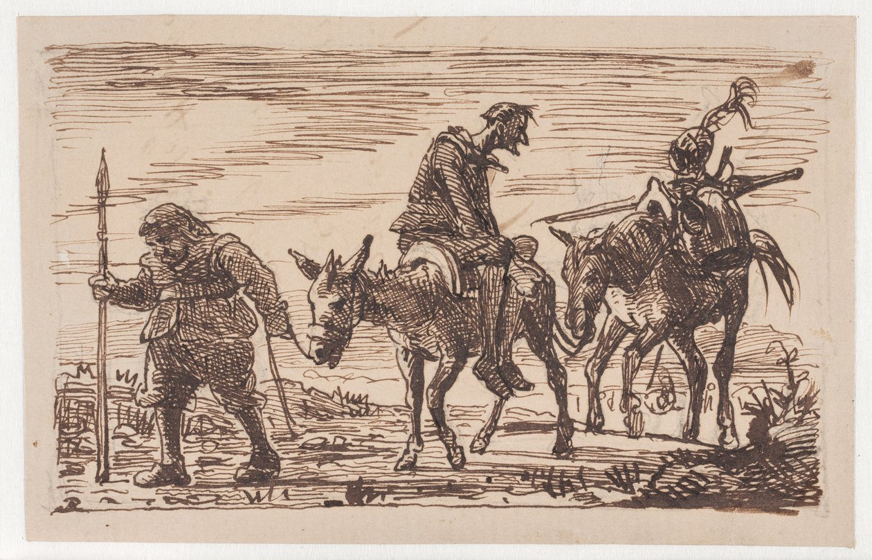 Den misshandlade Don Quijoten tas hem av Wilhelm Marstrand