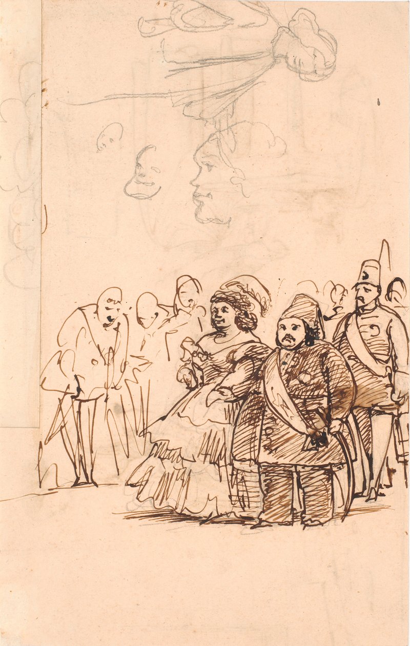Den turkiske prinsen Mehmet Ali som grevinna Danners kavaljer under hans besök i Köpenhamn, maj 1859 av Wilhelm Marstrand
