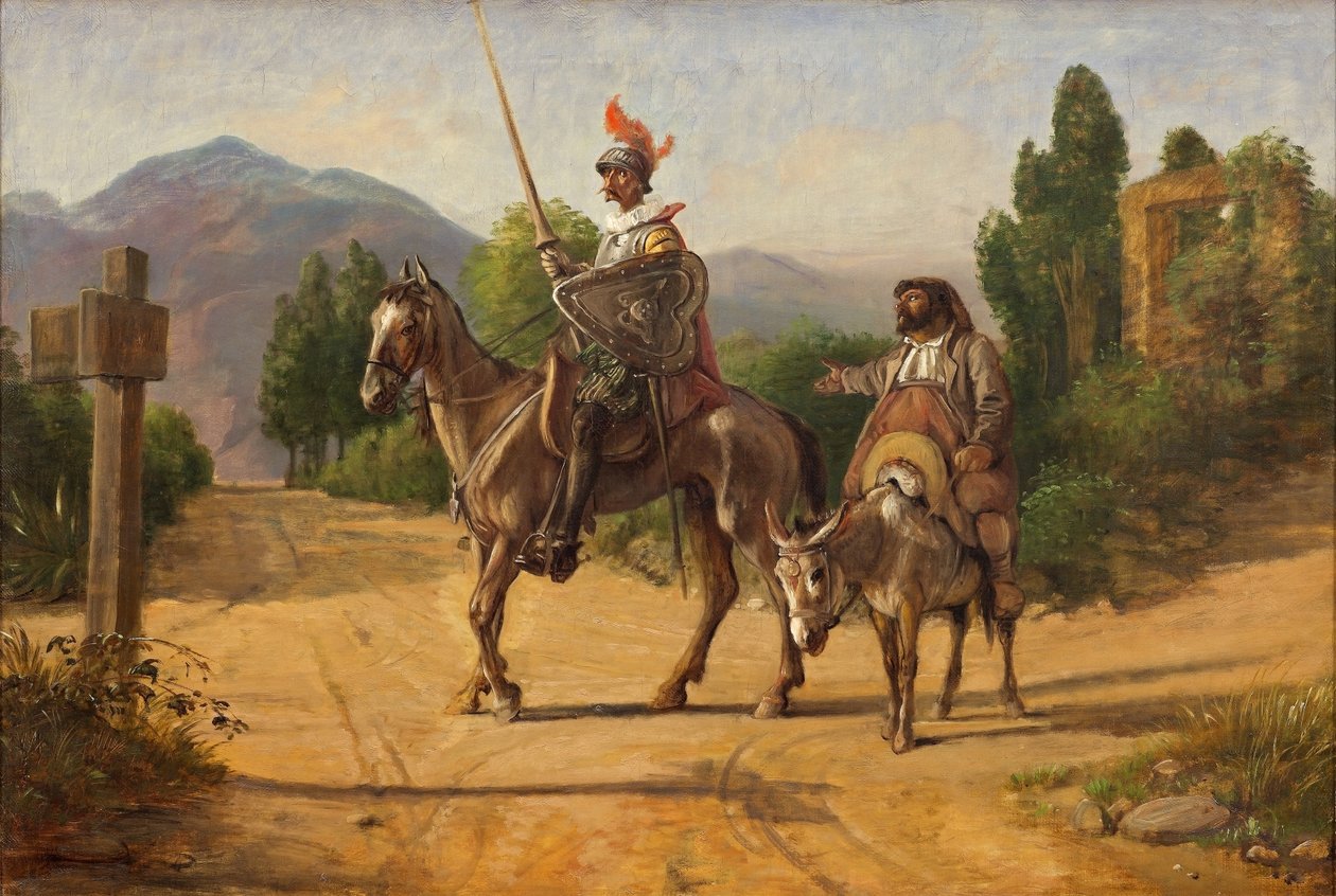 Don Quijote och Sancho Panza vid en vägkorsning, efter 1847 (olja på duk) av Wilhelm Marstrand