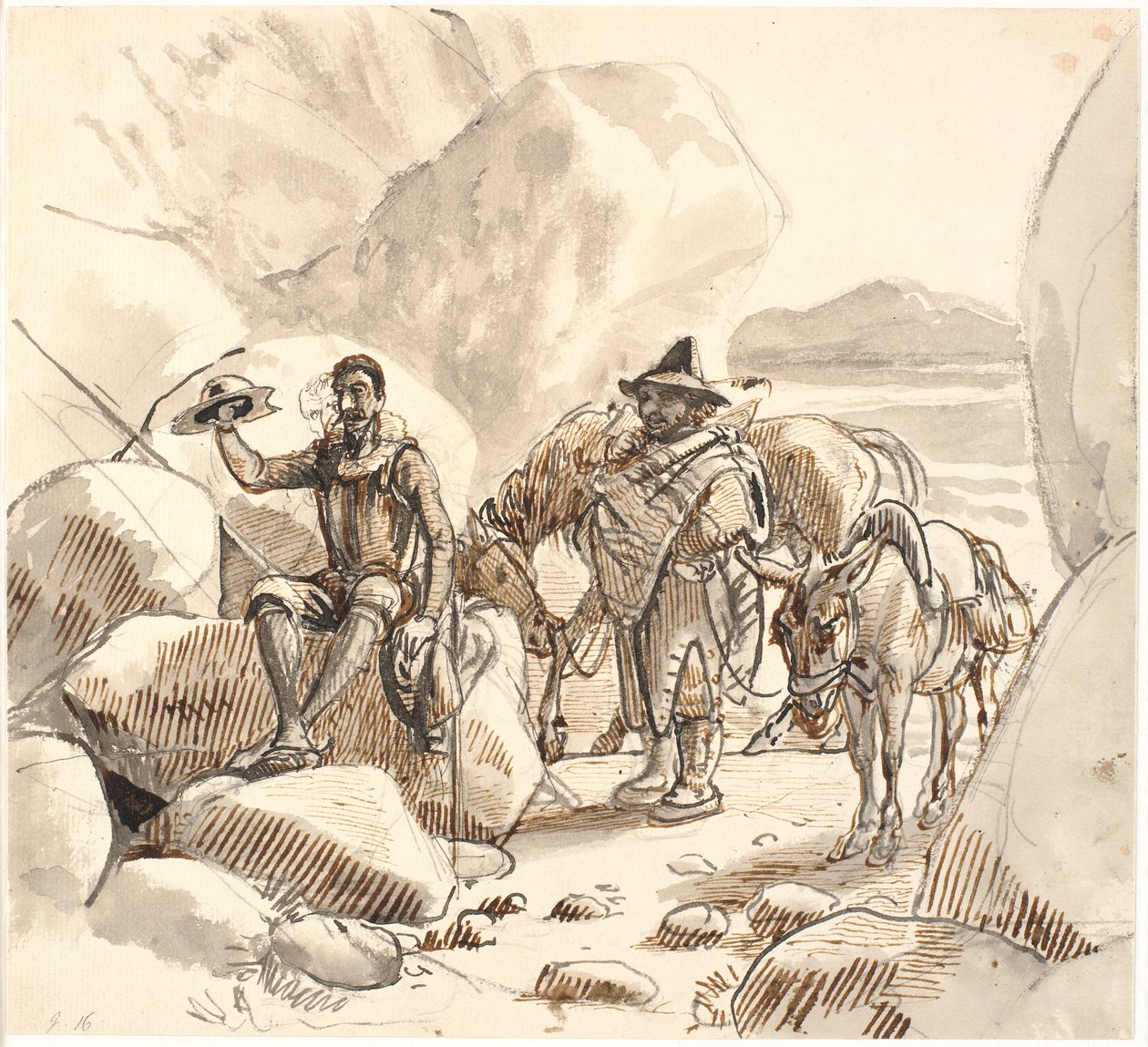 Don Quijote lär Sancho om riddares rykte och framtid av Wilhelm Marstrand