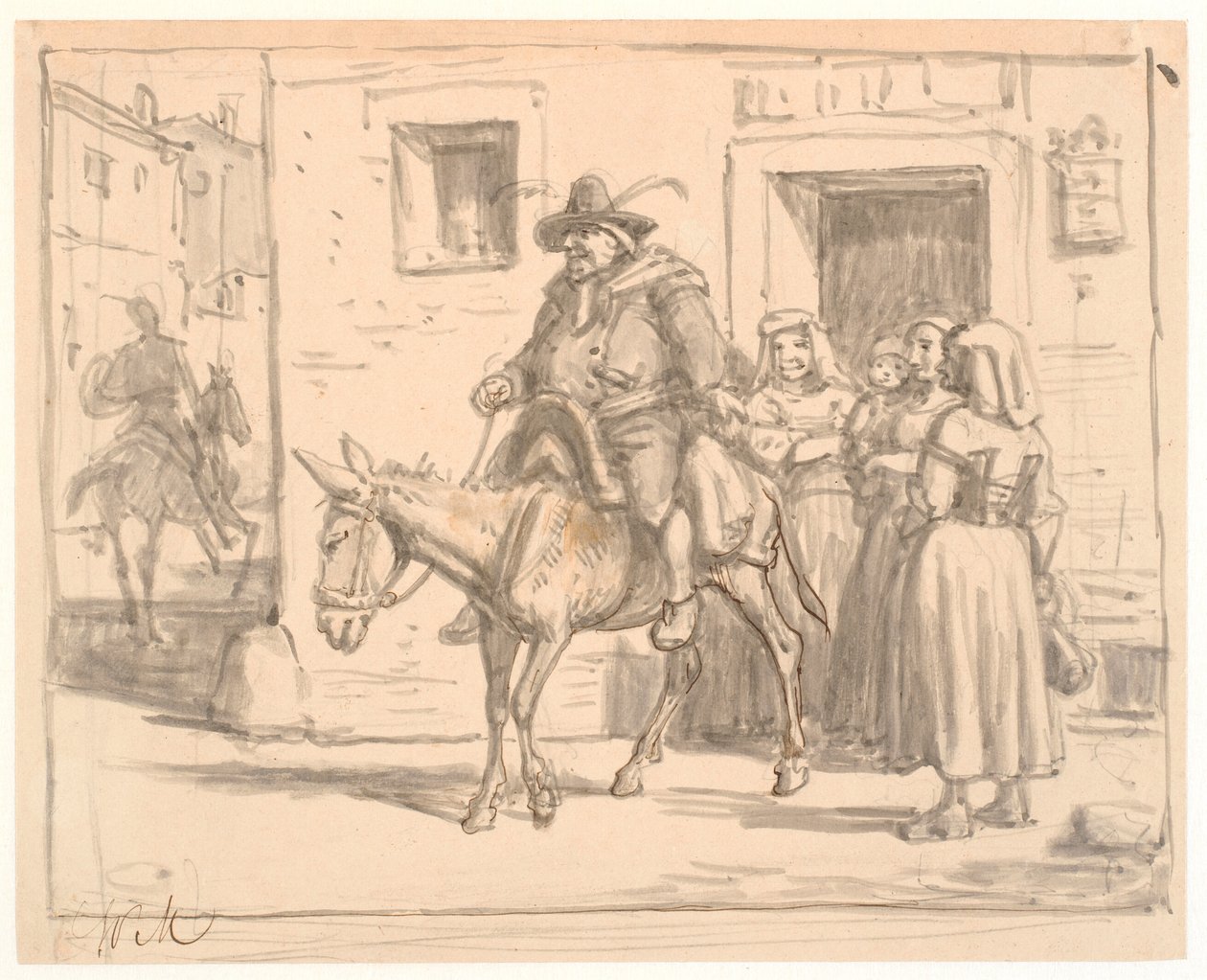 Don Quijote och Sancho Panza lämnar krogen av Wilhelm Marstrand