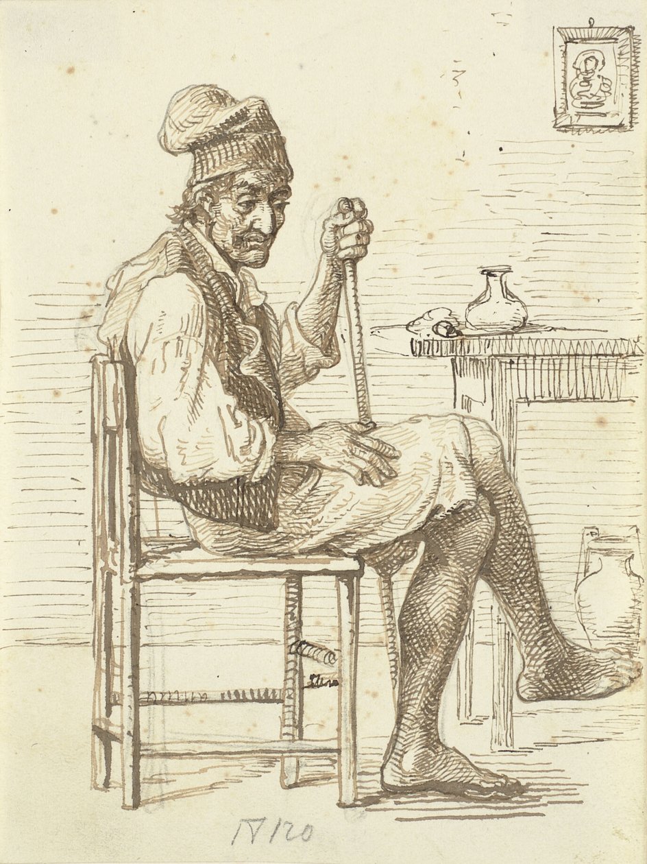 Gammal italiensk fiskare sitter i vardagsrummet av Wilhelm Marstrand