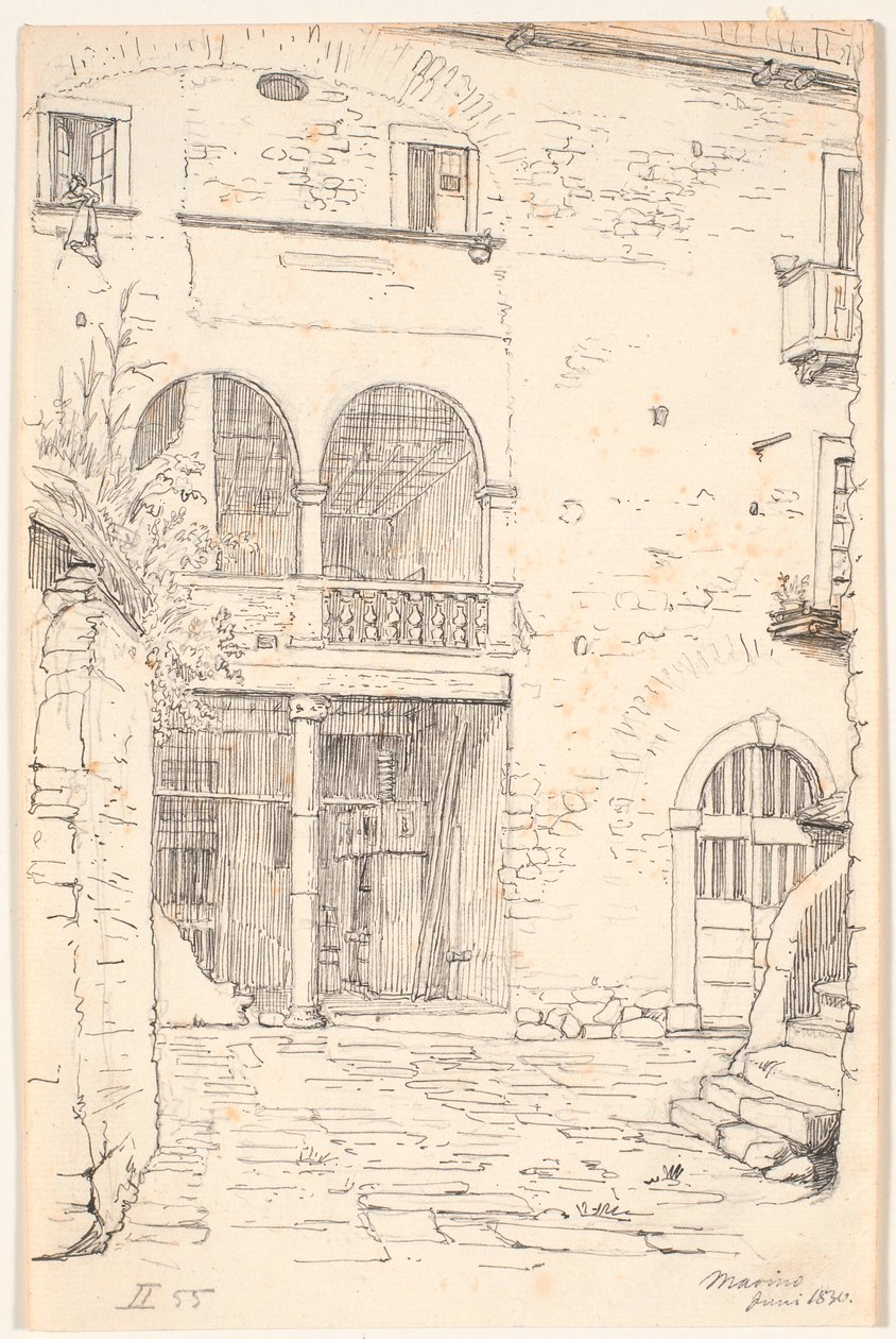 Gård med del av en pelargång av Wilhelm Marstrand