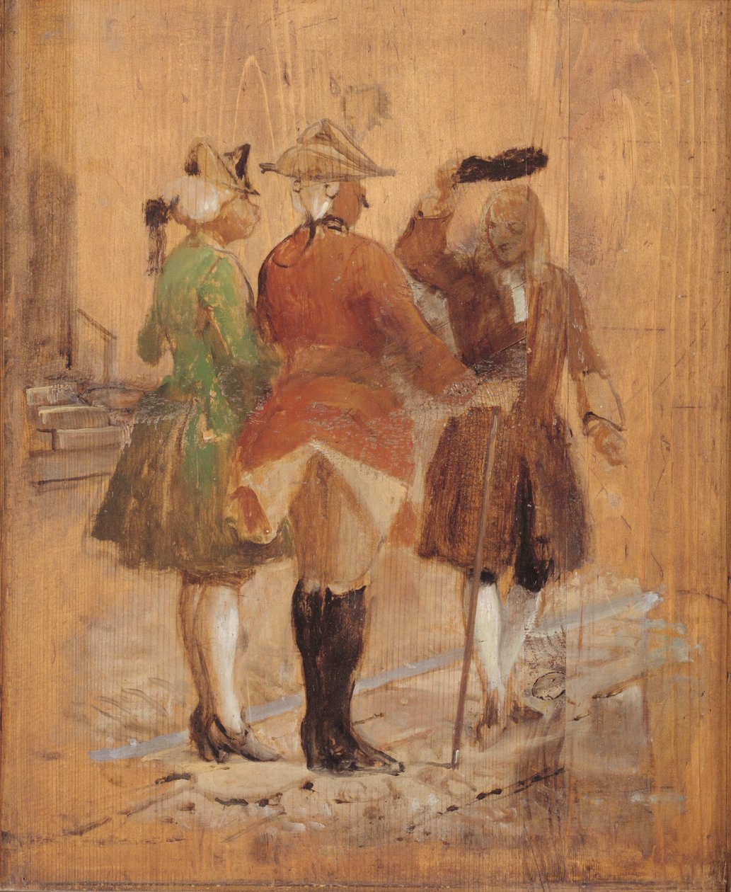 Holberg går ur vägen för Jacob von Thyboe och Jean de France av Wilhelm Marstrand