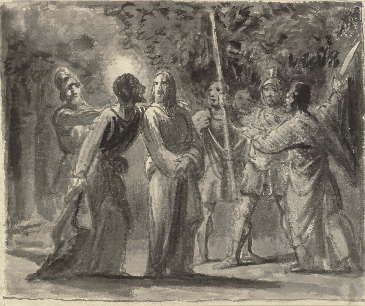 Jesus blir kysst av Judas i Getsemane trädgård av Wilhelm Marstrand