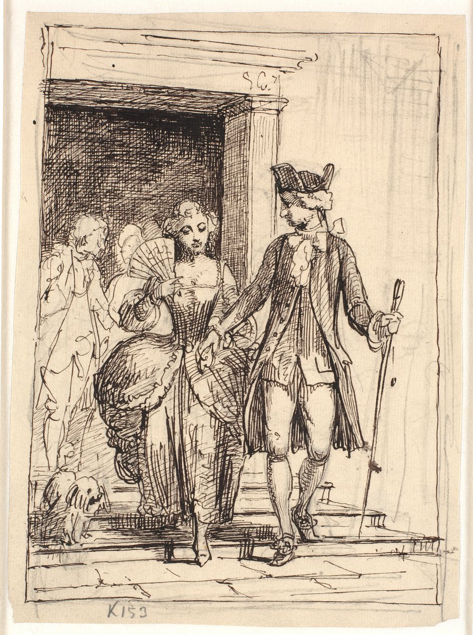 Leander och Leonora, bakom dem Henrik och Pernille av Wilhelm Marstrand