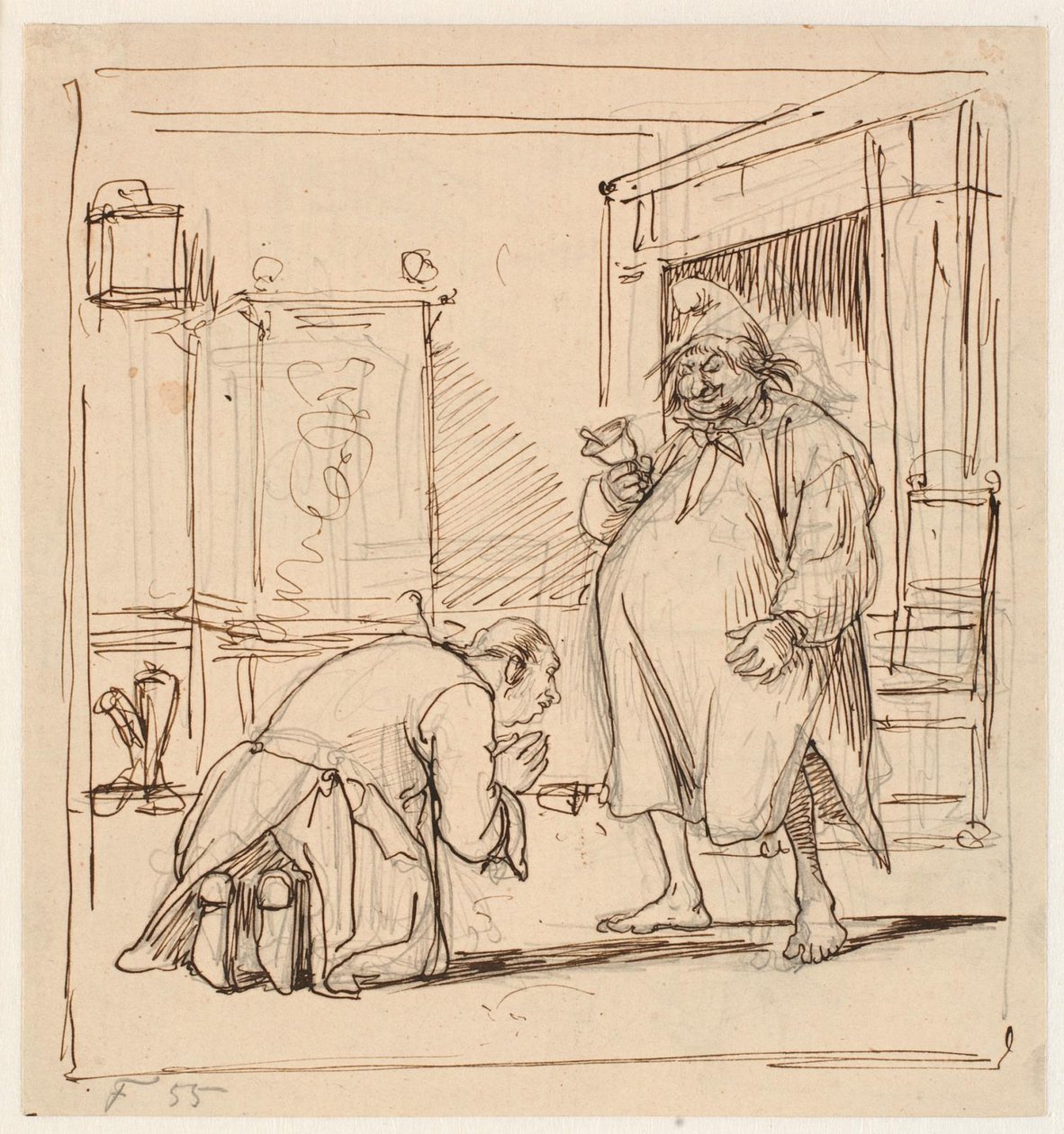 Peder Paars 1:a bok 4:e sång. Per Degn är frälst från kronofogden av Wilhelm Marstrand