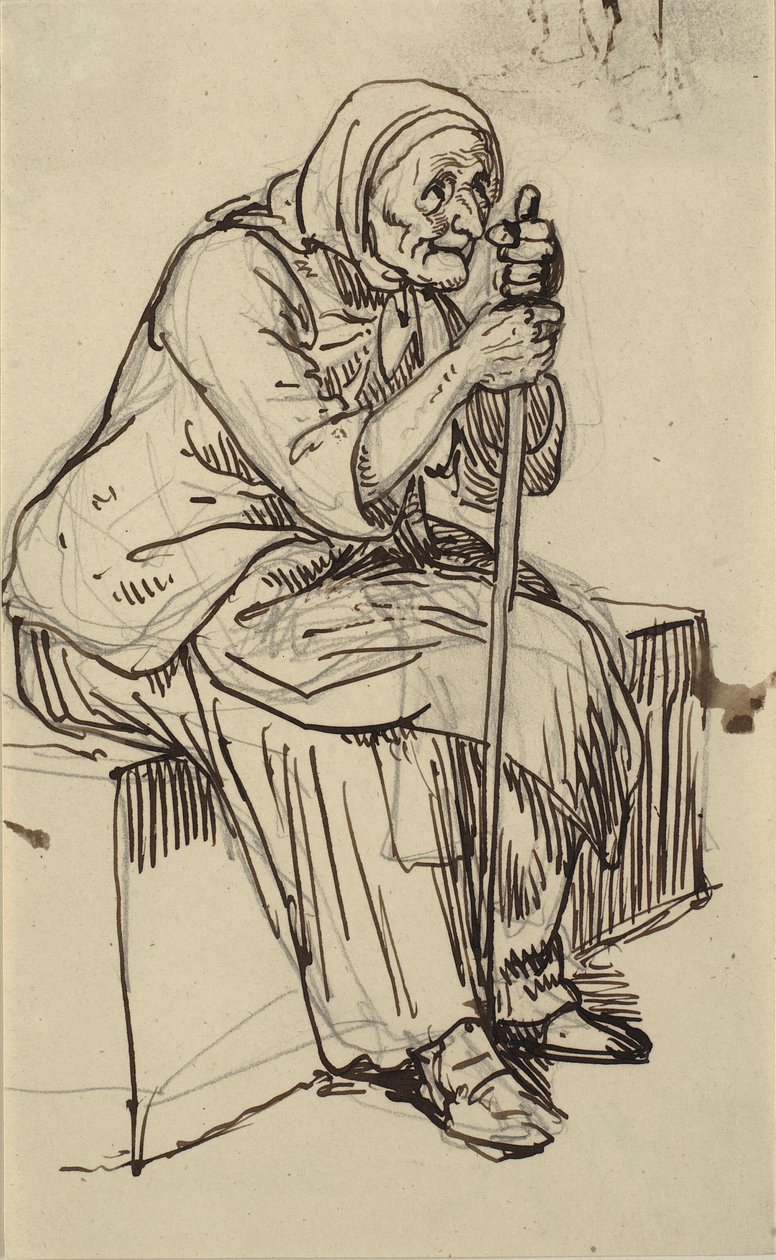 Sitter gammal kvinna av Wilhelm Marstrand