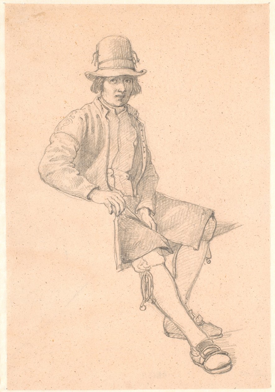 Sittande ung dalman av Wilhelm Marstrand