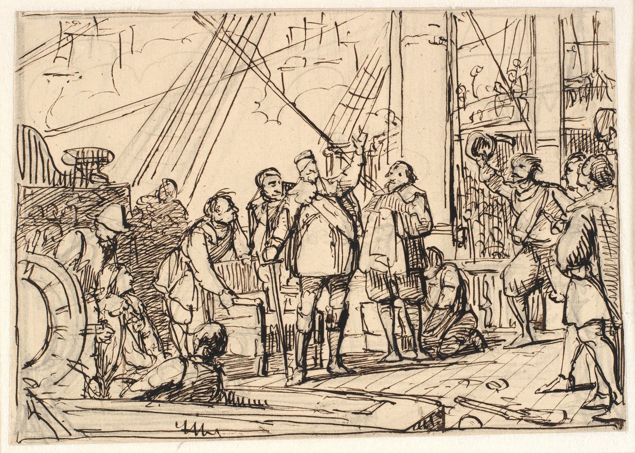 Utkast till målningen i Chr. 4.s kapell i Roskilde "Chr. 4. om Trefaldigheten" av Wilhelm Marstrand