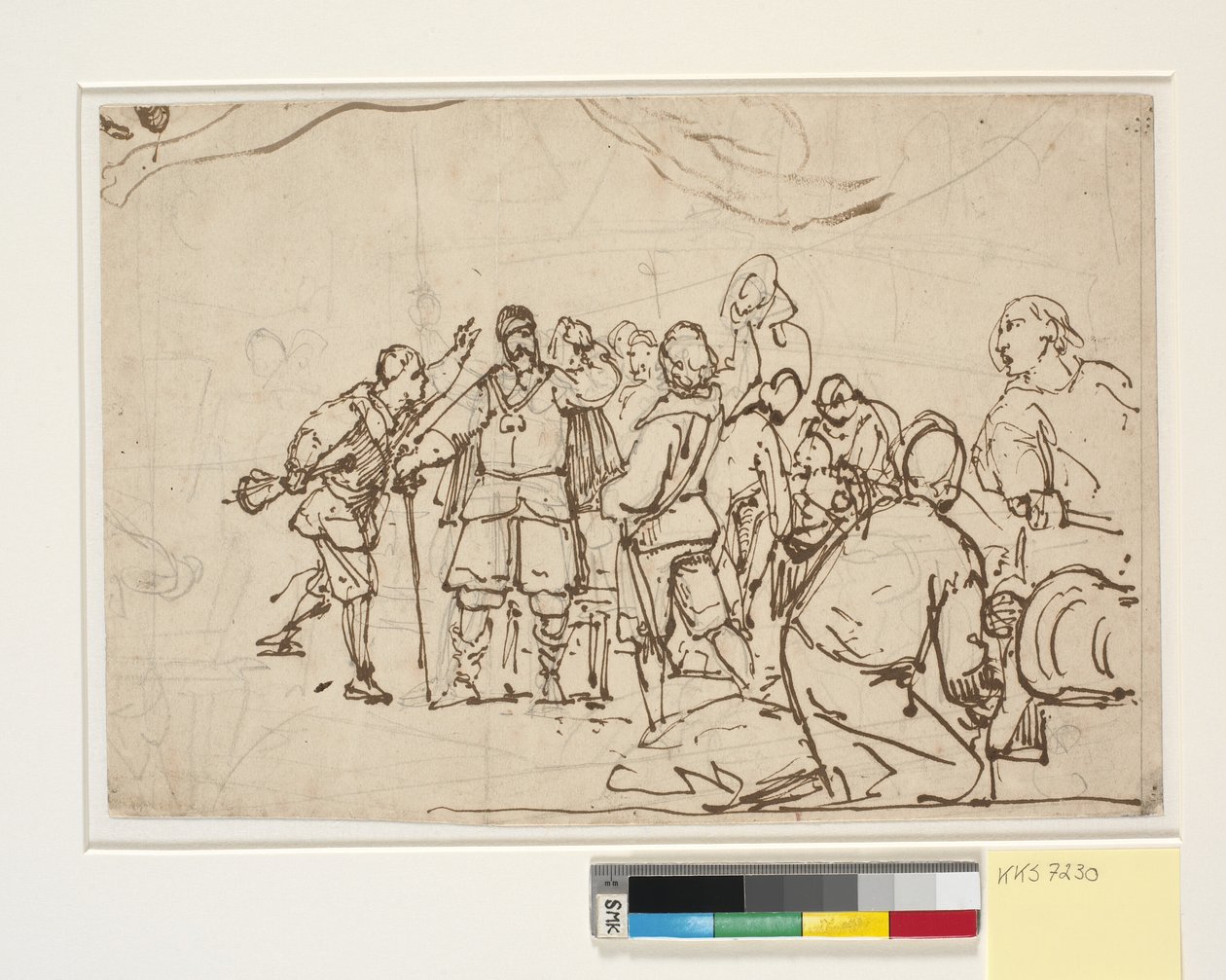 Utkast till målningen i Chr. 4.s kapell i Roskilde "Chr. 4. om Trefaldigheten" av Wilhelm Marstrand