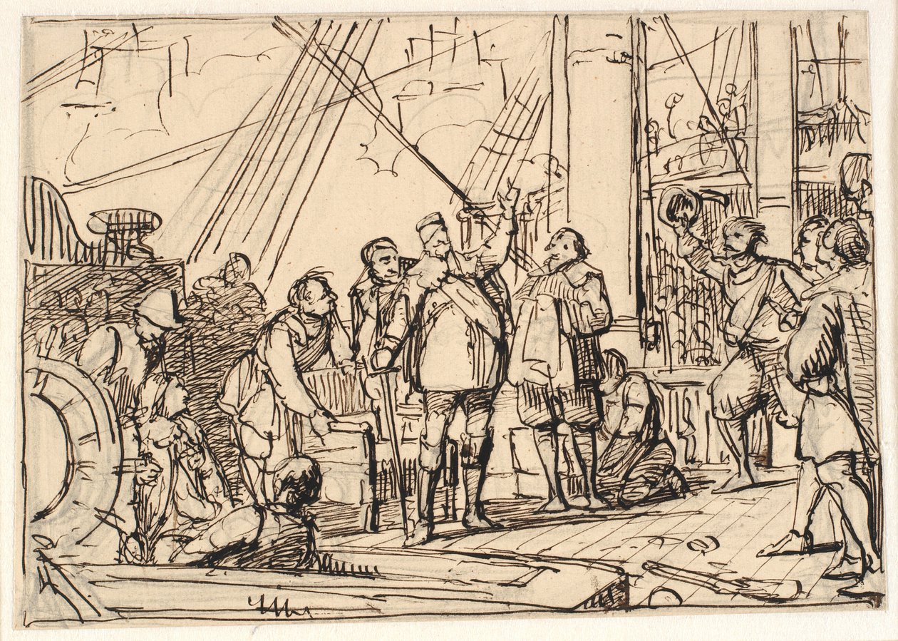 Utkast till målningen i Chr. 4.s kapell i Roskilde "Chr. 4. om Trefaldigheten" av Wilhelm Marstrand