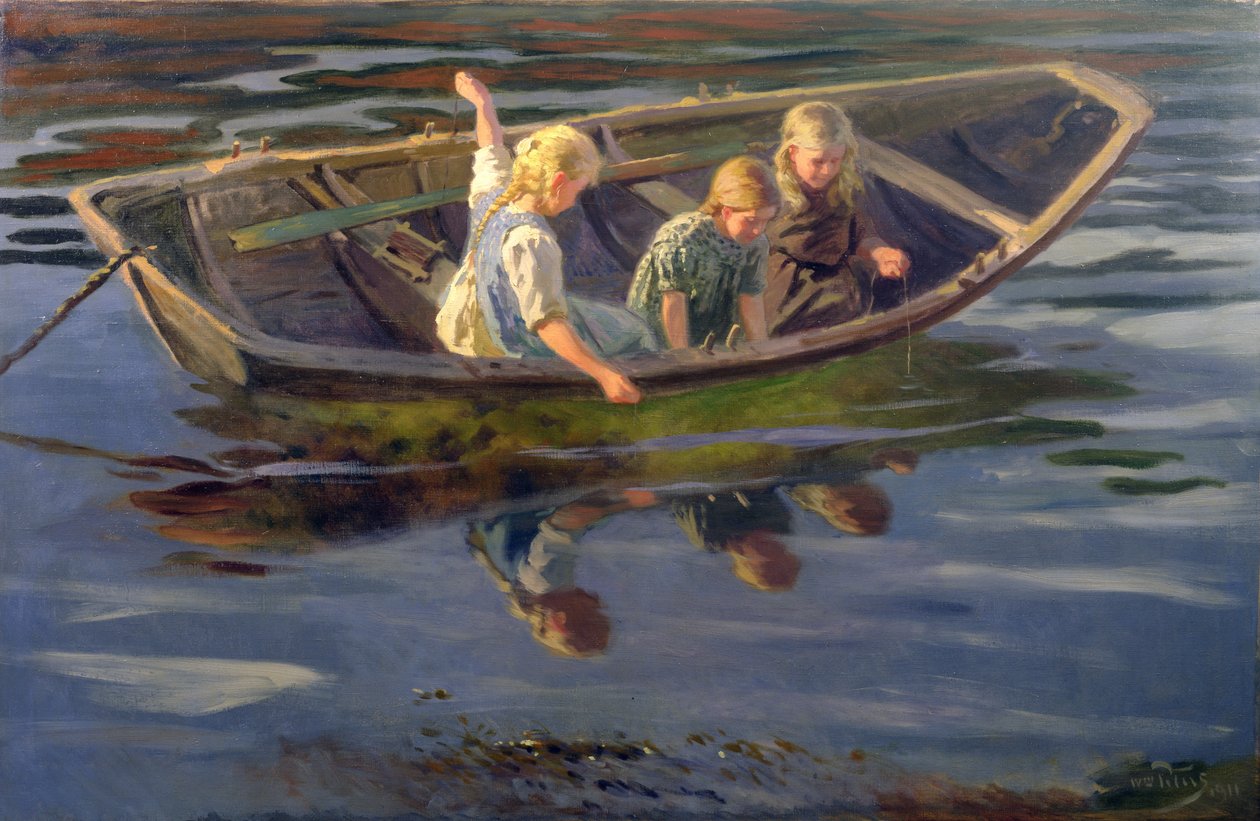 Crabfishing, Christiania (olja på duk) av Wilhelm Peters