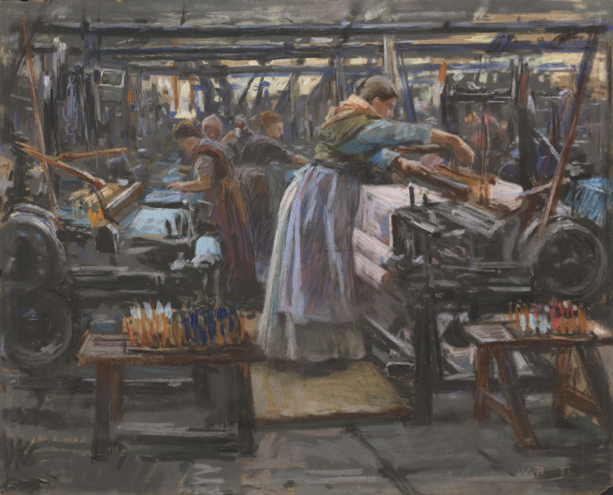 Interiör från Hjula väveri av Wilhelm Peters