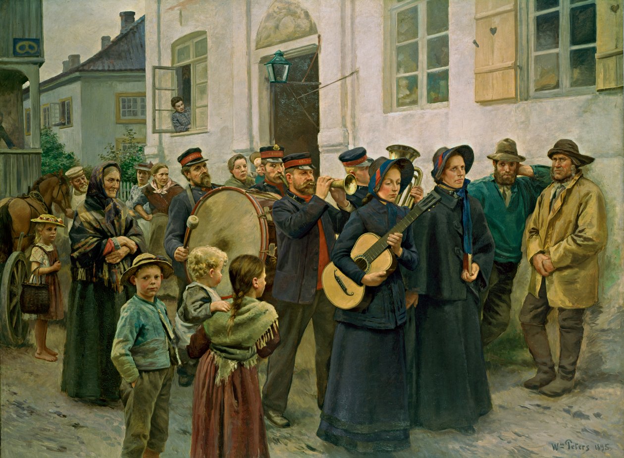 Stormantack mot en fiskeby (Frälsningsarmén i Son) av Wilhelm Peters