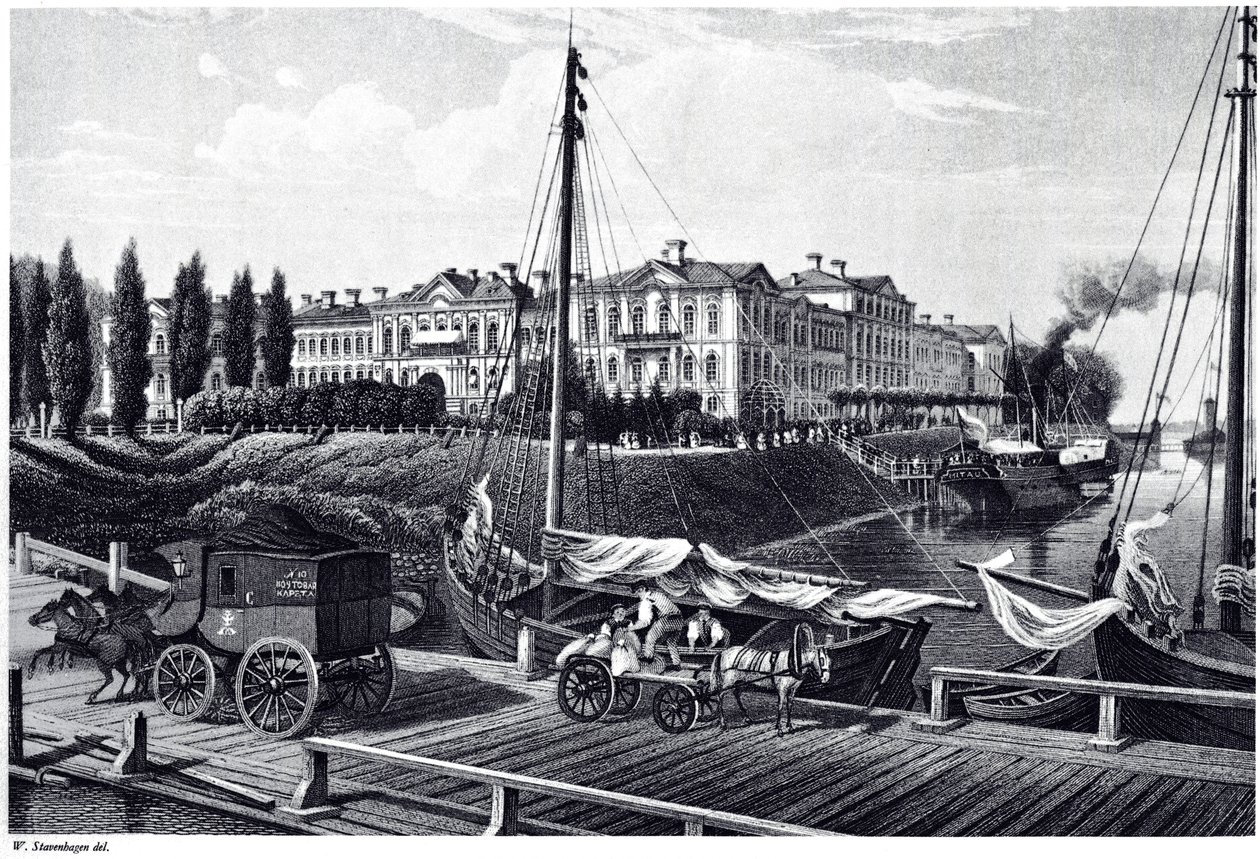 Utsikt över Mitau-slottet, ca. 1850 av Wilhelm Siegfried Stavenhagen